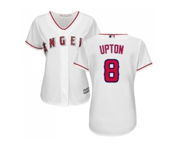 Women Los Angeles Angels #8 Justin Upton White Home Stitched Baseball Jersey
