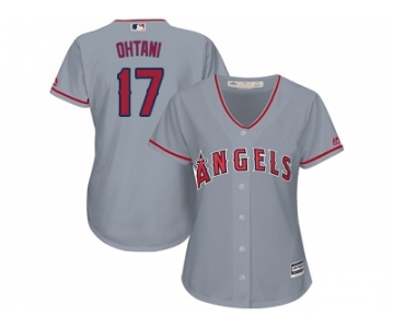 Women Los Angeles Angels Of Anaheim #17 Shohei Ohtani Grey Road Stitched MLB Jersey