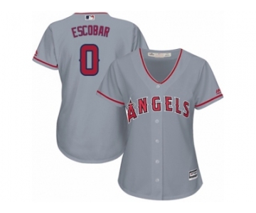 Women Majestic Los Angeles Angels of Anaheim #0 Yunel Escobar Authentic Grey Road Cool Base MLB Jersey