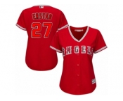 Women Majestic Los Angeles Angels of Anaheim #27 Darin Erstad Authentic Red Alternate MLB Jersey