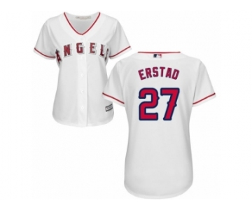 Women Majestic Los Angeles Angels of Anaheim #27 Darin Erstad Replica White Home Cool Base MLB Jersey