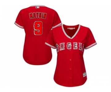 Women's Los Angeles Angels Of Anaheim #9 Cameron Maybin Red Alternate Stitched MLB Jersey
