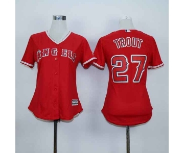 women mlb jerseys los angeles angels #27 trout red