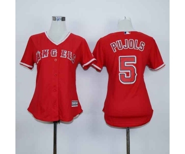 women mlb jerseys los angeles angels #5 pujols red