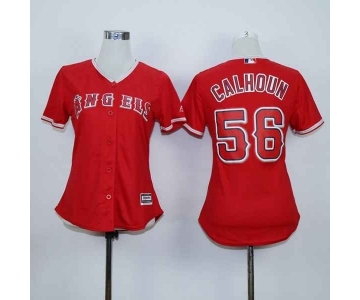 women mlb jerseys los angeles angels #56 calhoun red