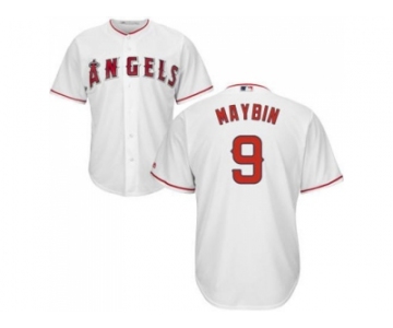 Youth Los Angeles Angels Of Anaheim #9 Cameron Maybin White Cool Base Stitched MLB Jersey