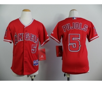 youth mlb jerseys los angeles angels #5 pujols red