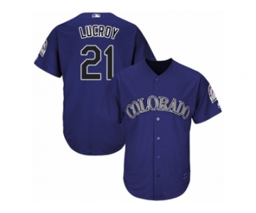 Youth Majestic Colorado Rockies #21 Jonathan Lucroy Authentic Purple Alternate 1 Cool Base MLB Jersey