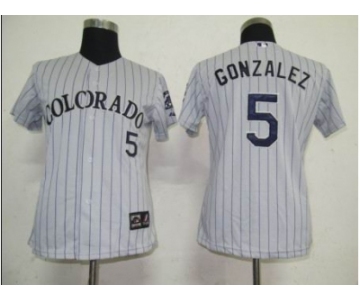 MLB Women Jerseys Colorado Rockies #5 Gonzalez Grey