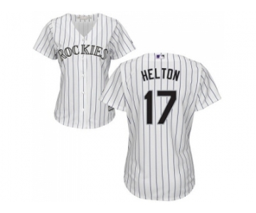 Women's Colorado Rockies #17 Todd Helton White Strip Home Stitched MLB Jersey