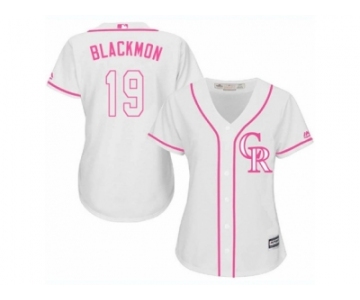 Women's Majestic Colorado Rockies #19 Charlie Blackmon Authentic White Fashion Cool Base MLB Jersey
