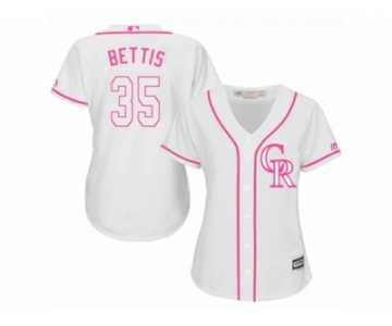 Women's Majestic Colorado Rockies #35 Chad Bettis Authentic White Fashion Cool Base MLB Jersey