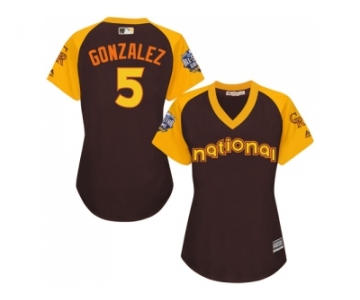 Women's Majestic Colorado Rockies #5 Carlos Gonzalez Authentic Brown 2016 All-Star National League BP Cool Base MLB Jersey