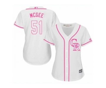 Women's Majestic Colorado Rockies #51 Jake McGee Authentic White Fashion Cool Base MLB Jersey