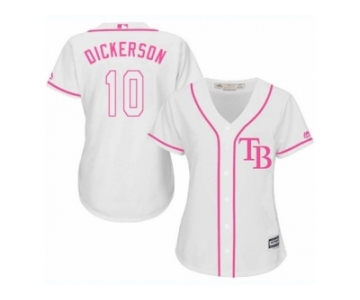 Women's Majestic Tampa Bay Rays #10 Corey Dickerson Authentic White Fashion Cool Base MLB Jersey