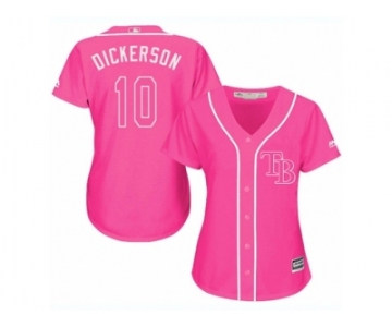 Women's Majestic Tampa Bay Rays #10 Corey Dickerson Replica Pink Fashion Cool Base MLB Jersey