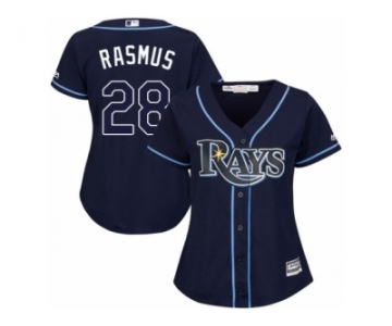 Women's Majestic Tampa Bay Rays #28 Colby Rasmus Authentic Navy Blue Alternate Cool Base MLB Jersey