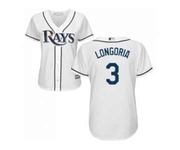 Women's Tampa Bay Rays #3 Evan Longoria White Fashion Stitched MLB Jersey