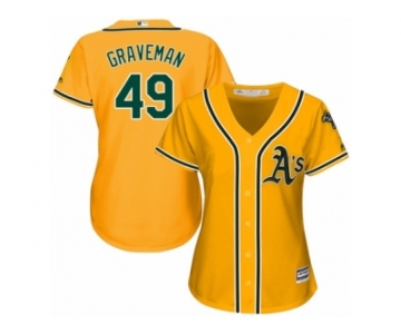 Women Majestic Oakland Athletics #49 Kendall Graveman Replica Gold Alternate 2 Cool Base MLB Jersey