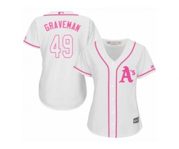 Women Majestic Oakland Athletics #49 Kendall Graveman Replica White Fashion Cool Base MLB Jersey