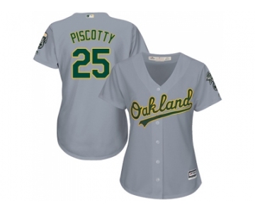 Women Oakland Athletics #25 Stephen Piscotty Grey Road Stitched MLB Jersey
