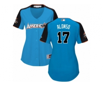 Women's Majestic Oakland Athletics #17 Yonder Alonso Replica Blue American League 2017 MLB All-Star MLB Jersey