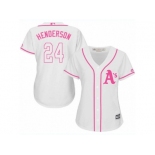 Women's Majestic Oakland Athletics #24 Rickey Henderson Replica White Fashion Cool Base MLB Jersey
