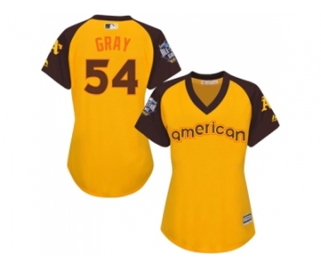 Women's Majestic Oakland Athletics #54 Sonny Gray Authentic Yellow 2016 All-Star American League BP Cool Base MLB Jersey