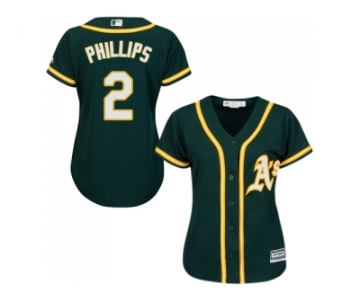 Women's Oakland Athletics #2 Tony Phillips Green Alternate Stitched MLB Jersey