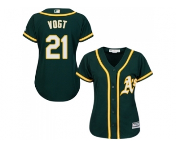 Women's Oakland Athletics #21 Stephen Vogt Green Alternate Stitched MLB Jersey