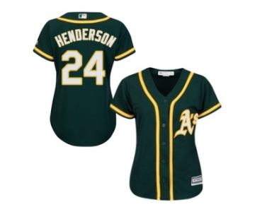 Women's Oakland Athletics #24 Rickey Henderson Green Alternate Stitched MLB Jersey