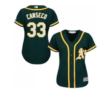 Women's Oakland Athletics #33 Jose Canseco Green Alternate Stitched MLB Jersey