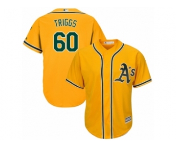 Youth Majestic Oakland Athletics #60 Andrew Triggs Authentic Gold Alternate 2 Cool Base MLB Jersey