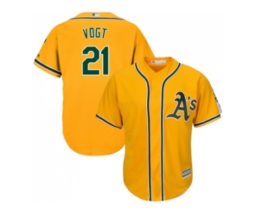 Youth Oakland Athletics #21 Stephen Vogt Gold Cool Base Stitched MLB Jersey
