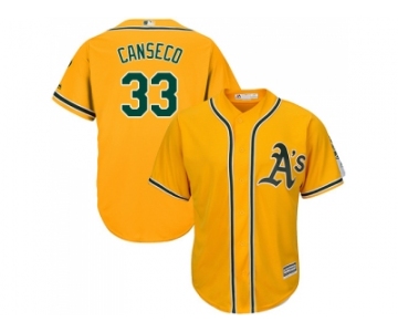 Youth Oakland Athletics #33 Jose Canseco Gold Cool Base Stitched MLB Jersey