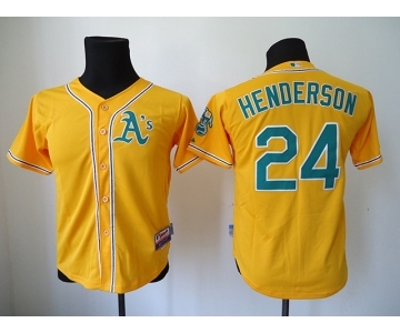 youth mlb jerseys oakland athletics #24 henderson yellow