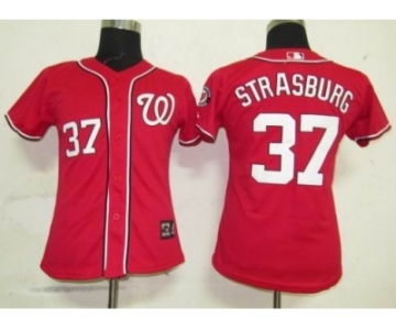 MLB Women Jerseys Washington Nationals #37 Strasburg Red