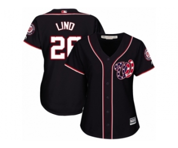 Women Majestic Washington Nationals #26 Adam Lind Replica Navy Blue Alternate 2 Cool Base MLB Jersey