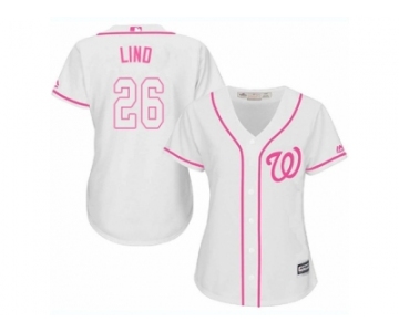Women Majestic Washington Nationals #26 Adam Lind Replica White Fashion Cool Base MLB Jersey