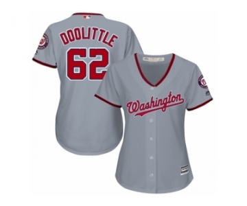 Women Majestic Washington Nationals #62 Sean Doolittle Replica Grey Road Cool Base MLB Jersey