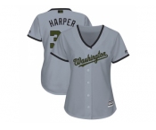 Women Washington Nationals #34 Bryce Harper Grey 2018 Memorial Day Cool Base Stitched MLB Jersey
