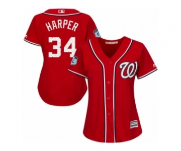 Women's Majestic Washington Nationals #34 Bryce Harper Authentic Scarlet 2017 Spring Training Cool Base MLB Jersey