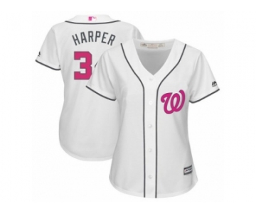 Women's Majestic Washington Nationals #34 Bryce Harper Replica White Mother's Day Cool Base MLB Jersey
