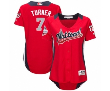 Women's Majestic Washington Nationals #7 Trea Turner Game Red National League 2018 MLB All-Star MLB Jersey