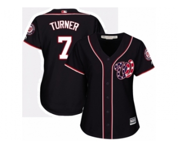 Women's Majestic Washington Nationals #7 Trea Turner Replica Navy Blue Alternate 2 Cool Base MLB Jersey