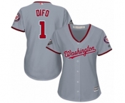 Women's Washington Nationals #1 Wilmer Difo Authentic Grey Road Cool Base 2019 World Series Bound Baseball Jersey