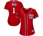 Women's Washington Nationals #1 Wilmer Difo Authentic Red Alternate 1 Cool Base 2019 World Series Bound Baseball Jersey
