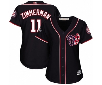Women's Washington Nationals #11 Ryan Zimmerman Authentic Navy Blue Alternate 2 Cool Base 2019 World Series Bound Baseball Jersey