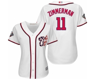Women's Washington Nationals #11 Ryan Zimmerman Authentic White Home Cool Base 2019 World Series Bound Baseball Jersey