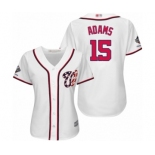 Women's Washington Nationals #15 Matt Adams Authentic White Home Cool Base 2019 World Series Champions Baseball Jersey